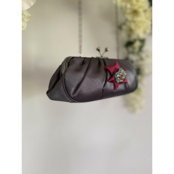 Vintage Gray Satin Evening Bag Jessica Mc Clintock‎ - Picture 11 of 12
